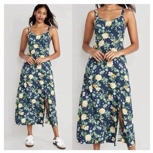 Old Navy midi dress sz MTall  side slit Floral  Strappy